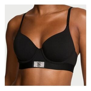 NWOT VS Tshirt Lightly Lined Wireless Shine Black Bra 42C